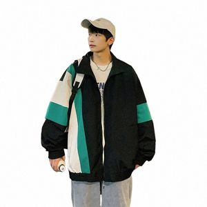 Frühling Herren Varsity Jacken Windjacke Lose Patchwork Frauen Casual Herbst Retro Streetwear Farbe Block College Mäntel Unisex 31Rx #