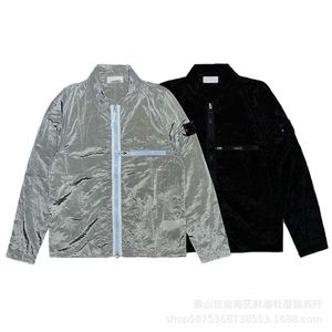 Летняя рубашка из металлического нейлона 2023 с застежкой-молнией на груди и длинными рукавами, солнцезащитная куртка унисекс