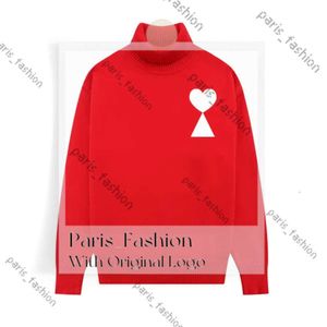 Unissex designer amis camisola feminina moda marca de luxo camisola solta a linha pequeno coração vermelho casal preguiçoso topo alta pescoço camisola S-XL 445