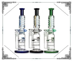 Phoenixstar Glass hookahs Straight Bong Glycerin zable Coil Tube water pipe triple honeycomb perc heady Glass Bong glass pipes6461431