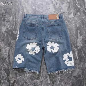 Men's Shorts High quality Kapok denim embroidered jeans shorts mens and womens washing demons J240325