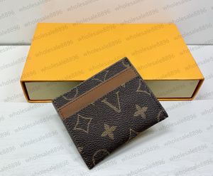 Card Holders Credit card wallet package coin pack designer wallets Brown Checkered Leather Bank card package mini wallets clutch bag classic style with box