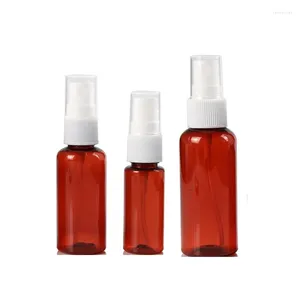 Garrafas de armazenamento Garrafa de spray desinfetante para as mãos Bomba branca 10ml 20ml 30ml 50ml 80ml vazio transparente marrom plástico cosmético recarregável 50 peças