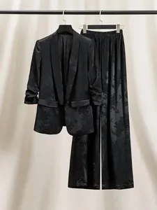 Pantaloni a due pezzi da donna Abiti jacquard macchiati di alta qualità da donna Giacca Cappotto Giacca e pantaloni 2 Set Abiti coordinati Occasioni formali femminili