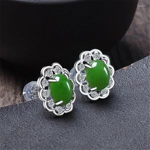 Stud Earrings Chinese Natural Jade Green Hand-carved Drop Fashion Boutique Jewelry Men And Women Gifts