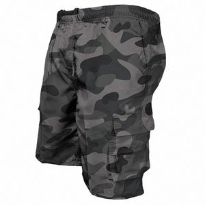 Summer Men's Shorts Overalls FI Camoue Mönster Solid Color Lace-Up Pockets last Shorts Män Summerkläder för män 05tv#