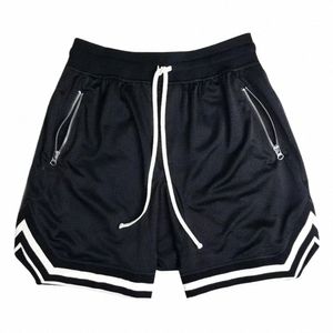 夏のスポーツショーツ薄いメッシュバスケットボールショートパンツマッスルフィットンショートパンツ通気性ランニングトレーニング5ポイントパンツB2LD＃