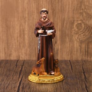 Miniatury klasyczne San Francesco di Assisi Statue Decoration Home Desktop Ornament Crafts
