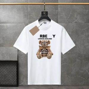Designer men's T-shirt black and white beige striped cartoon print brand pure cotton breathable slim fit casual shirt street matching high-quality men's and women's 5XL