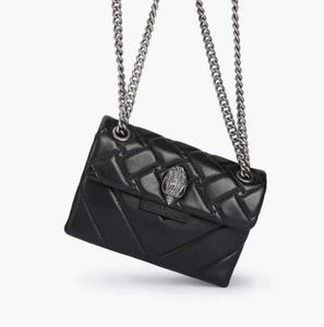Kurt Geiger London Kensington Mini 20cm Black Gold/Silver Chains Bags for Women Luxury Real Leather Cross Body Handbag all-match