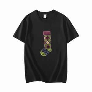 Mauve Green Maro i granatowy argyle pojedynczy skarpet bluzka gildan Summer Soft T Shirt Men Putih Cott Viral okrągła szyja 14c0#