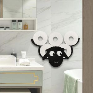 Titulares de aço suporte de papel higiênico decoração de parede do banheiro moun cozinha prateleira de papel armazenamento ovelha coruja toalha rolo prateleira acessórios para casa