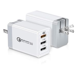 Carregador rápido qc30, eua, ue, reino unido, 3 portas, usb, ac, casa, viagem, adaptador de parede para celulares, tablets, bancos de energia 5969908