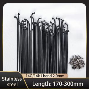 High quality 36pcs Bicycle Stainless Steel Spokes Strength 14G J Bend with Nipples MTBRoad Bike Spokes170mm300mm BZN001 240325