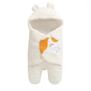 Coperte Swaddle Girl Horse Cartoon Baby White Wrap Coperta per dormire che riceve cure