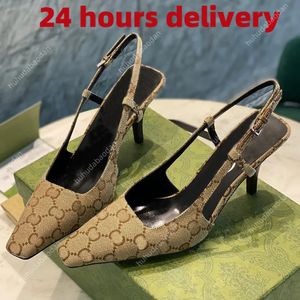 Designer Slingbacks high heels women sandal Dress Shoes genuine leather formal shoes designer sandals 7.5cm 3.5cm high heel square toe ankle strap party shoes