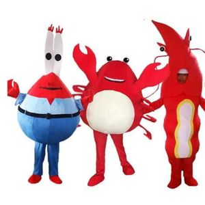 Trajes da mascote do dia das bruxas natal caranguejo vermelho lagosta mascote dos desenhos animados de pelúcia fantasia vestido traje da mascote