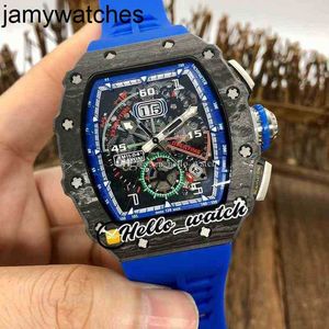 Mechanical Richarsmill Luxury Mens Watch Wristwatches Flyback Big Date Top Carbon Fiber Rms11-04 Miyota Autoamtic Skeleton Dial Men