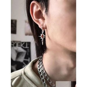 Stud Alien Unico Liquido Rosso Intarsiato Zircone Phoenix Stella Orecchini Per Uomo Donna Moda Street Light Lusso Hip-Hop Fascino Gioielli Goccia Otu7E