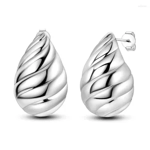 Hoop Earrings Unique 925 Sterling Silver Ripple Water Drop For Women's Rock Parties Exquisite Jewelry Accessories