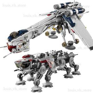 Block Republic Dropship med At-OT Walker Building Blocks Bricks Compatible 10195 Transport Ship Toys For Children Christmas Gifts T240325