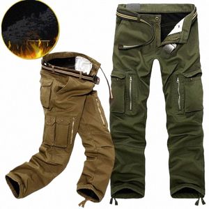 winter Fleece Warm Tactical Pants Zip Cott Trousers Loose Army Green Cargo Pants Men Casual Plus Thicken Tooling Pants size 40 p8vf#