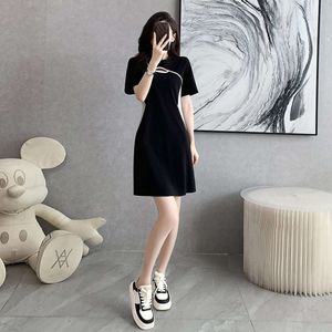Casual Black for Women's Summer Haute Couture 2023 New Slimming Temperament High-end Exquisite Sports T-shirt Dress