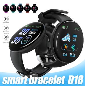 D18 pulseira inteligente rastreador de fitness relógio inteligente pulseira de pressão arterial ip65 à prova dip65 água freqüência cardíaca smartwatch com 144 polegada scree2830779