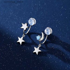 Ear Cuff Ear Cuff 1 Asymmetry Star Moon False Perforated Stud Cuff Earrings Suitable for Women Dainty Y2k Earmuff Bone Fashion Jewelry Gift EF108 Y240326