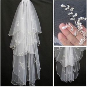 Bling nling Wedding Veils Crystal for Bride two layers High Quality Soft Tulle Bridal Veil with Crystals Short Layered Bridal Vail Cheap