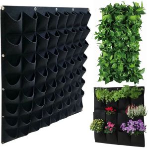 Planters 36/72 Pockets Green Grow Bag Wall Hanging Planting Bags Planter Vertical Garden Vegetable Living Outdoor Garden Home Tool