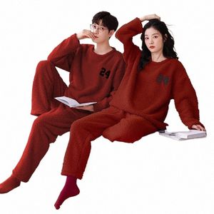 2024 inverno macio flanela pijamas loungewear casal sleepwear fi noite roupas para jovens amantes pijamas de pareja F1FK #