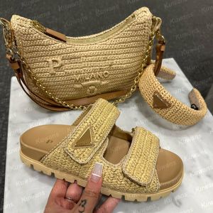 Designer Slippers Crochet Flatform Slides Platform Sandals Re-edition Mini Bag Beach Women Luxury Mules Raffie Thick Bottom Summer Outdoor Slip-on Woven