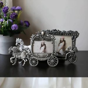 Frame Creative 3/5inch Metal Carriage Bronze/Antique Petwer Picture Frame Decoration Maison Photocard Holder PF08