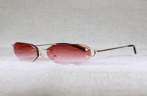 Vintage Diamond Cutting Rimless Sunglasses Men Square Small Lens Eyeglasses for Women Clear Glasses Metal Frame Oculos Shades8944971