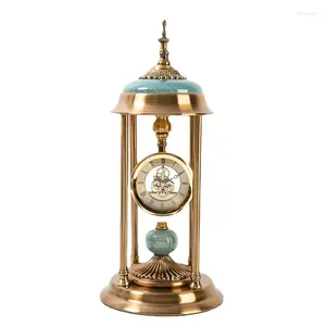 Настольные часы, американские металлические часы с механизмом, украшение для гостиной, европейский ретро, тихий, креативный для спальни