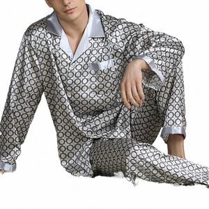 mens mancha seda pijama conjuntos pijamas homens sleepwear estilo moderno impresso seda camisola casa masculino cetim macio aconchegante slee pijamas o0eL #