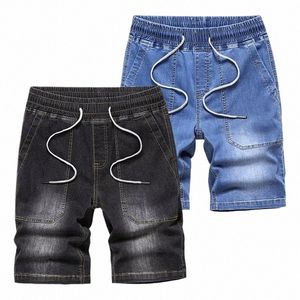 2024 Summer denim shorts män soild andningsgaller gym shorts lösa denim shorts lösa casual byxor elastiska midja varumärke w9ug#