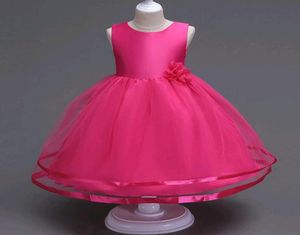 Prosta dziewczyny ślubne sukienki księżniczki Kościa Kwiat stały kolor siatkowy sukienki z łydką środkową dla dzieci Rozmiar 314 lat 3289599