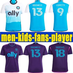 2024 2025 MLS Charlotte FC maglie da calcio per bambini Kit Man Major League 24 25 Maglia da calcio da uomo Home Bianco Blu Carolina Away Viola Corona Gioiello COPETTI kit per bambini da ragazzo