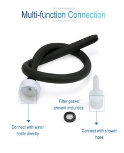 New Portable Type Long Silicone Enemator Enema Douche Tube Shower Head Ass Vaginal Washing Cleaning Nozzle Anal Butt Plug Sex Anus7726732