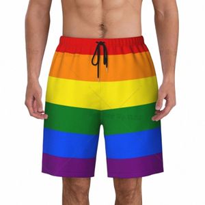 Pantaloncini da bagno con bandiera lgbt Pantaloncini da surf da uomo Quick Dry Gay Pride Arcobaleno Costume da bagno stampato personalizzato I7pz #