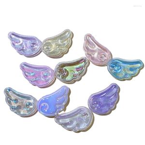 Backs Kolczyki 80 szt. Śliczne kolorowe lśniące Pearl Angel Wing Collection Flat Back Ornament Losowy kolor biżuterii akrylowe