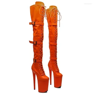 Dance Shoes 23CM/9inches PU Upper Modern Sexy Nightclub Pole High Heel Platform Women's Over-the-Knee Boots 140