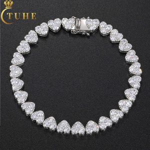 Weihnachtsgeschenk Schmuck Mode 8mm Sterling Silber VVS Moissanit Diamant Clustered Herz Tennis Kette Armband für Liebhaber