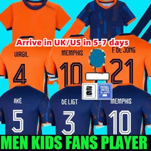 25 Euro Hollanda Memphis Avrupa Kupası 23 24 Holland Club Jersey Jong Virgil Dumfries Bergvijn 2024 Klaassen Blind De Ligt Erkekler Çocuklar Kit Futbol Gömlek