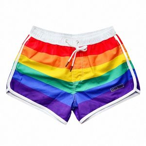 rainbow Mens Beach Shorts Board Swimming Trunks DM Swimwear Boardshorts Sexy Boxer Swimsuit Surf Short Pants Desmiit Zwembroek T5Xr#