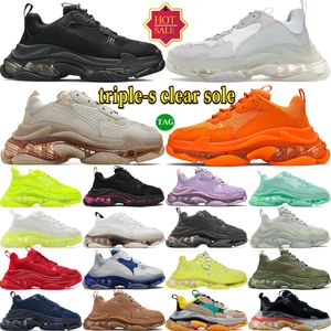 Luxus-Designer-Schuhe, Schwarz, Weiß, Beige, Fluo-Rosa, Neon-Mint, Gelb, Grau, Rot, Blau, Triple-S, klare Sohle, Herren-Sneaker, Damen-Trainer, Balencaigaities-Plateau-Freizeitschuh