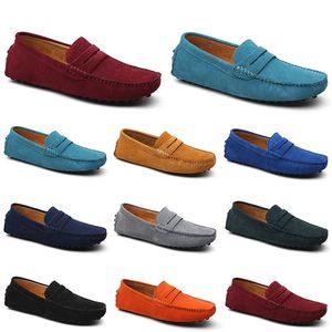 Men Casual Shoes Espadrilles Triple Black White Brown Wine Red Navy Khaki Mens Suede Leather Sneakers Slip On Boat Shoe Outdoor Flat Driving Jogging Walking 38-52 A060