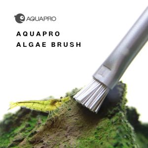 Verktyg Aquapro Alger Brush Aquarium Fish Tank Landscaping Stone Cleaning Brush Stainless Steel Water Plant ADA Samma kraftfulla alger